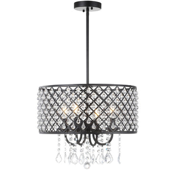 Gigi Metal/Crystal Adjustable LED Drop Chandelier - JONATHAN Y